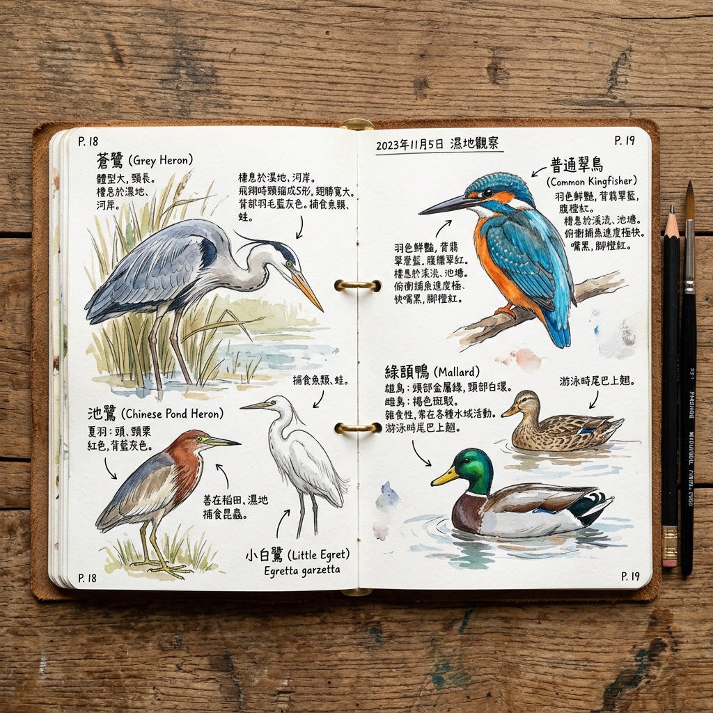 杭州西溪营员作品 — 湿地水鸟观察手册